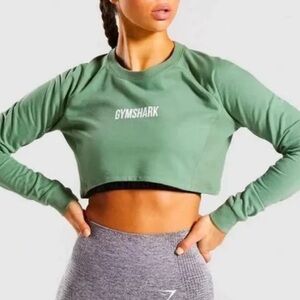 Gymshark Training Cropped Sweater - Green Size S
